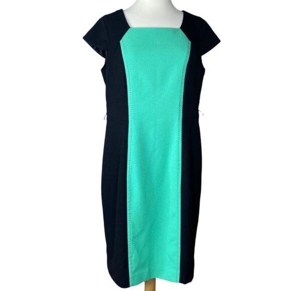 Liz Claiborne Color Block Dress Size 12 Green Black - Picture 1 of 7